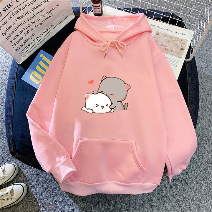 Damen Kapuzenpullover mit verspieltem Katzenmotiv und bequemer Passform Drune