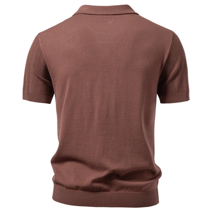 Herren nan Kurzarm Strickcardigan mit Reverskragen und feinem Strukturstrick Drune
