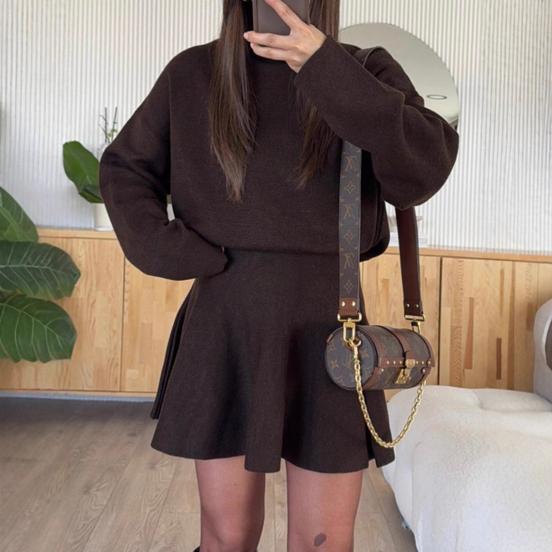 Damen modischer Strickkleid mit Hoodie Drune