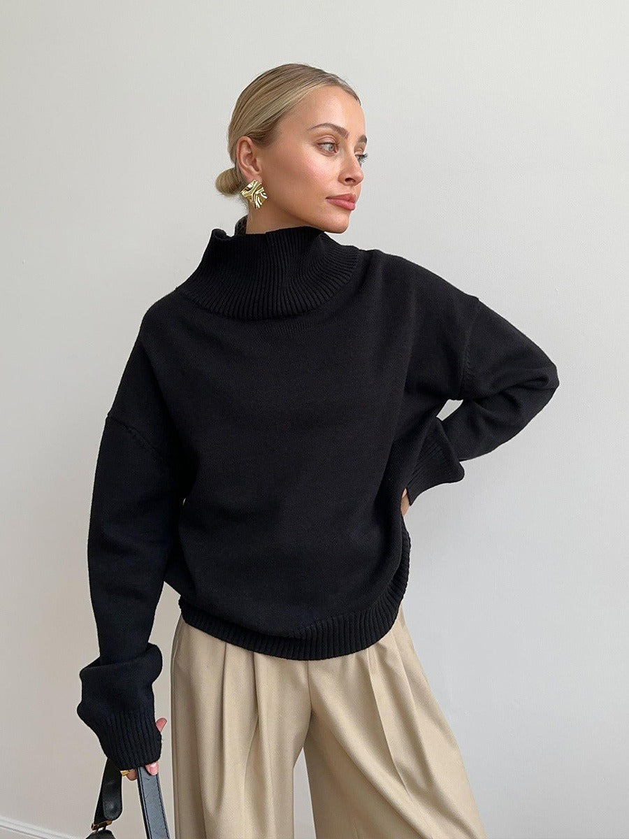 Damen Pullover mit hochschließendem Kragen und lässigem Schnitt Drune