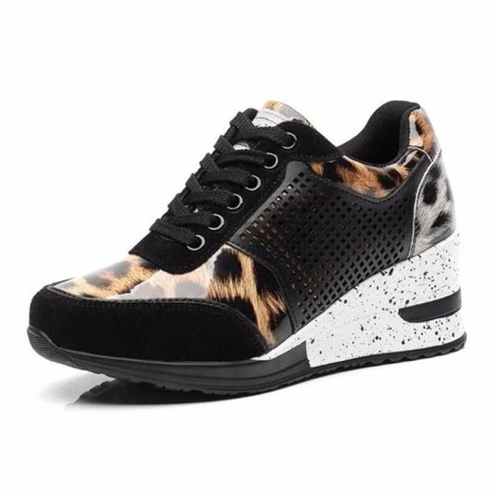 Damen modische Wedge-Sneaker mit stylishem Tiermuster und atmungsaktiver Oberfläche Drune