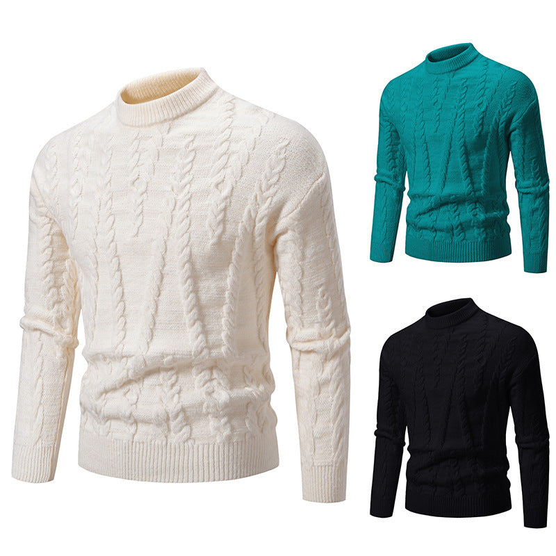 Herren Strickpullover mit Zopfmuster und hohem Kragen Drune