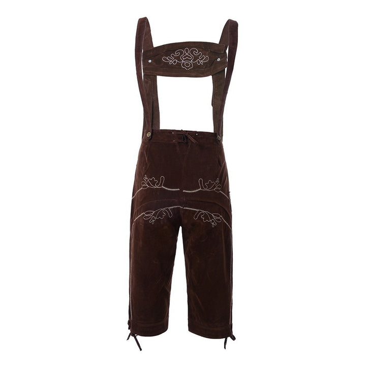 Herren nan traditionelle Wildleder Lederhose mit bestickten Trägern und Kniebund Drune