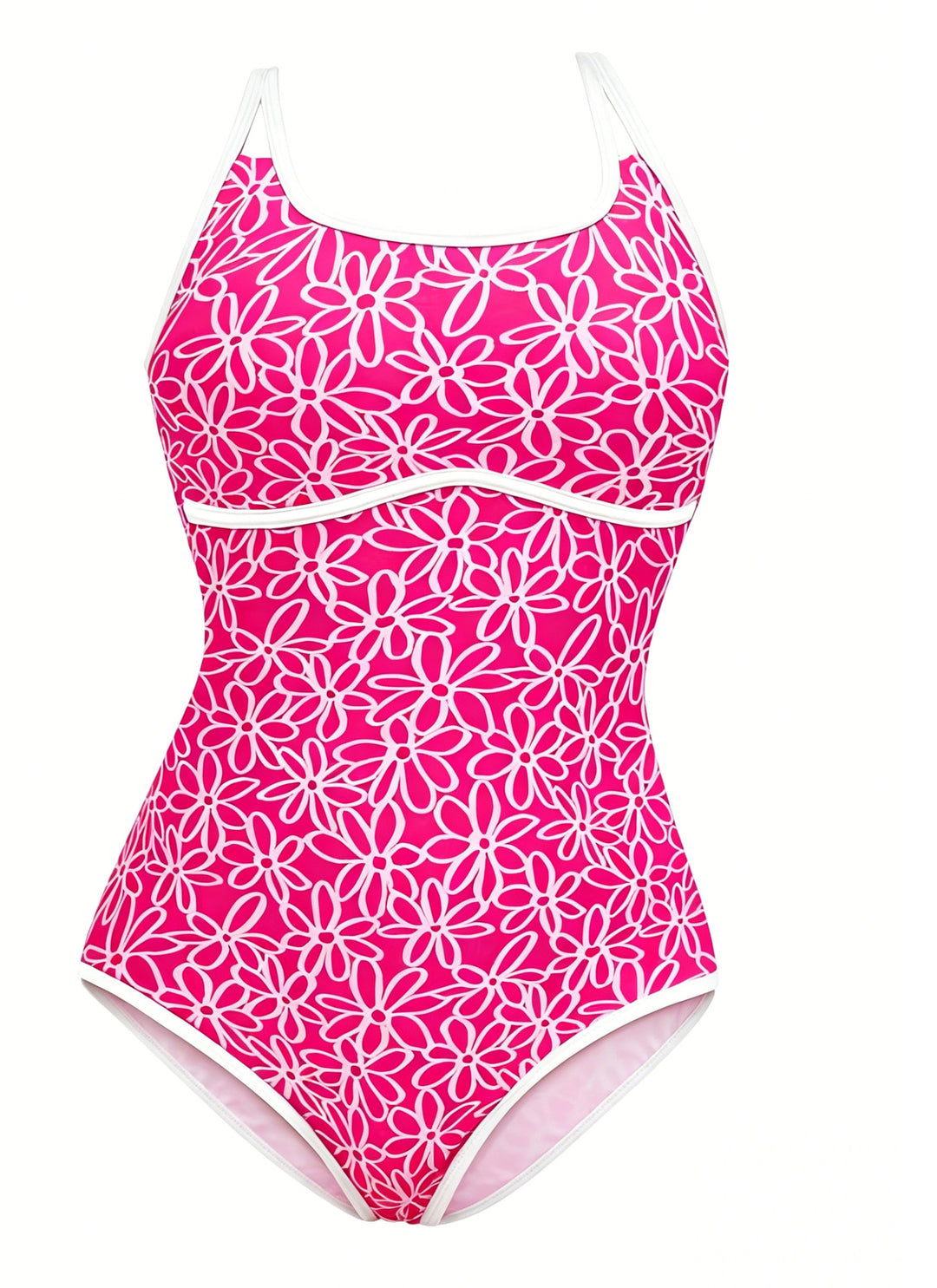 Damen Sportlicher Einteiler Badeanzug mit floralem Muster Drune