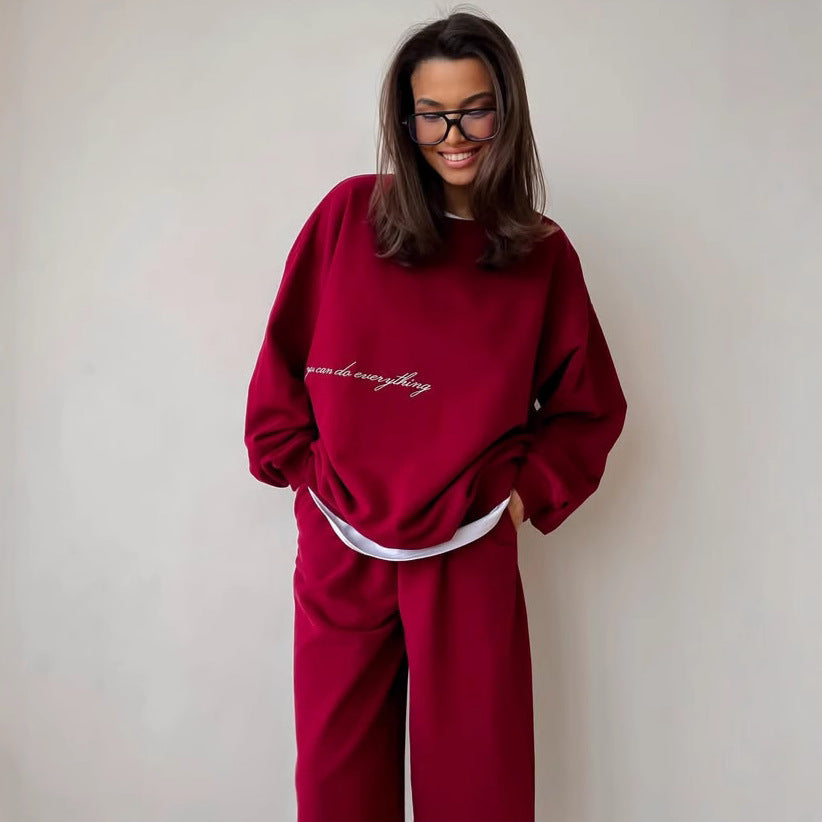 Damen gemütlicher Sweater und entspannte Hose Set Drune
