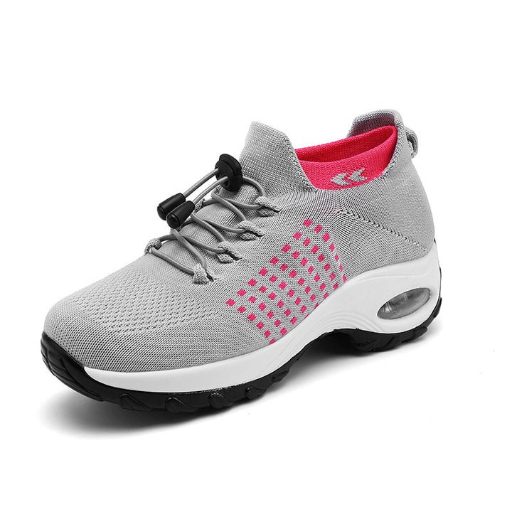 Damen nan leichte atmungsaktive Strick-Sneaker mit Luftkissen und hohem Sockenkragen Drune
