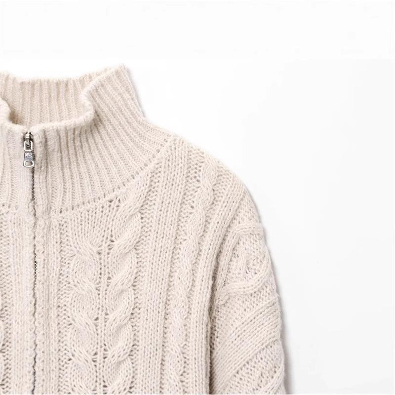 Damen Strickjacke mit hohem Kragen und Reißverschluss Drune