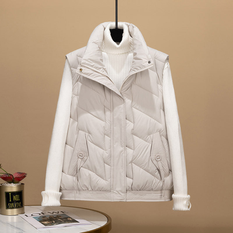 Damen Modische und funktionale Steppjacke mit hohem Kragen und Taschen Drune