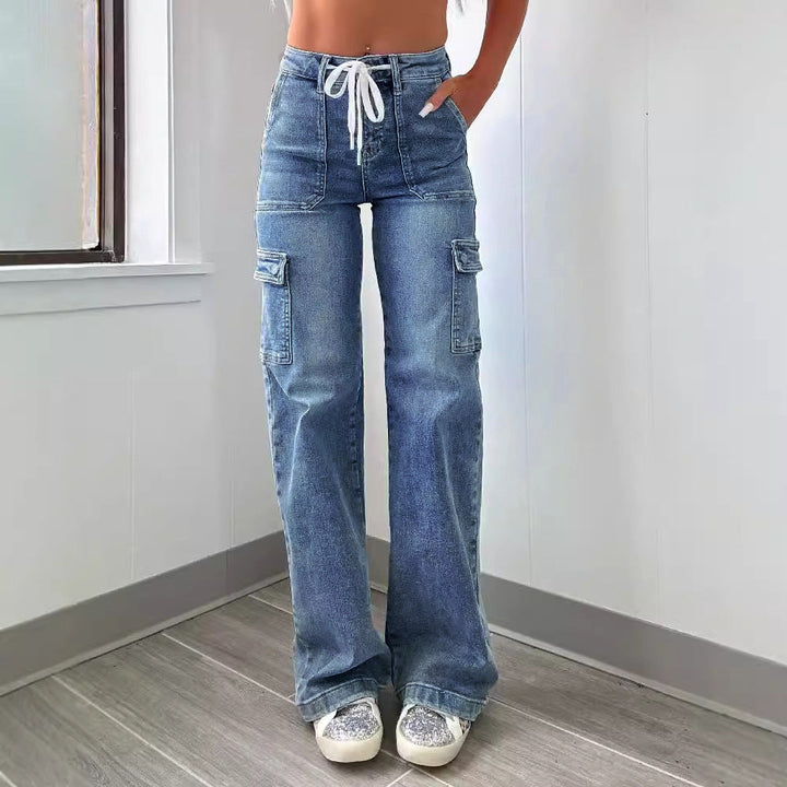 Damen Cargo-Jeans mit praktischen Taschen und weiter Beinform Drune