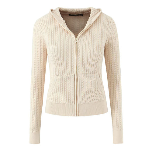 Damen kuschelige Strickjacke mit Kapuze und Reißverschluss Drune