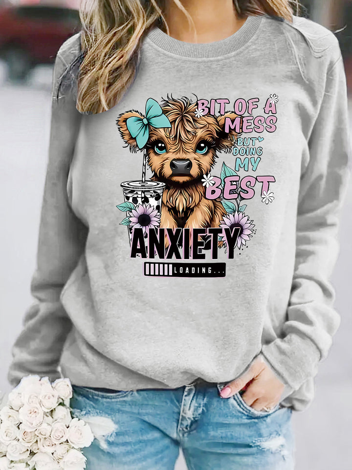Damen Sweatshirt mit kreativem Hundedesign und inspirierendem Schriftzug Drune