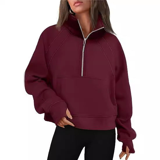 Damen Oversized Sweatshirt mit hohem Kragen Drune