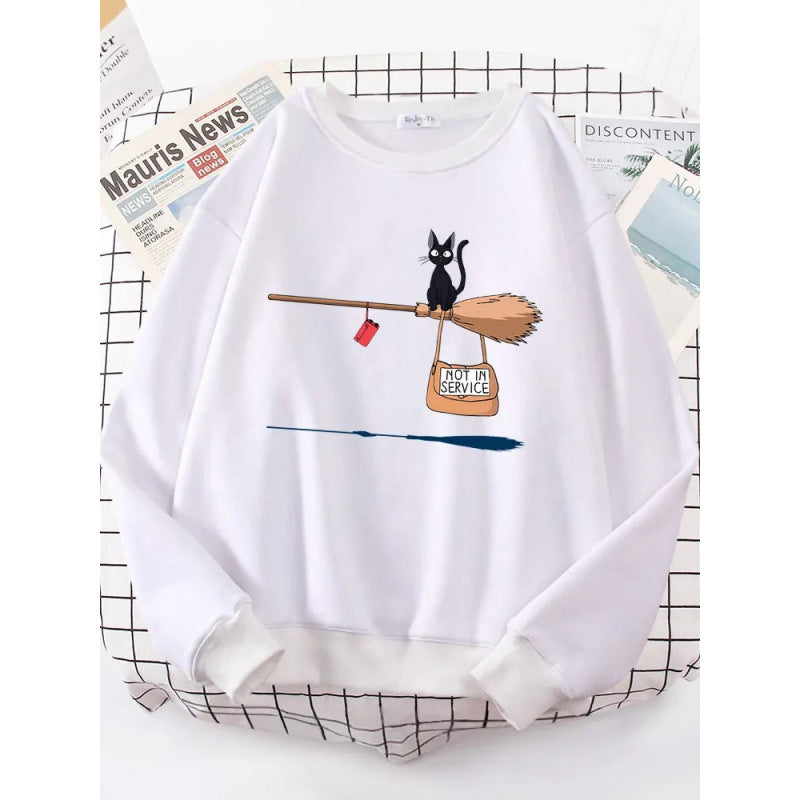 Damen Sweatshirt mit kreativem Katzenmotiv Drune