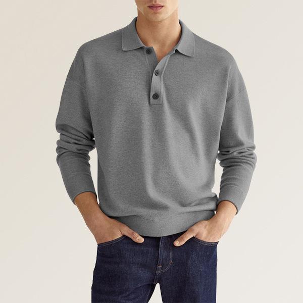 Herren elegantes Poloshirt aus atmungsaktivem Baumwollmix mit Knopfleiste Drune