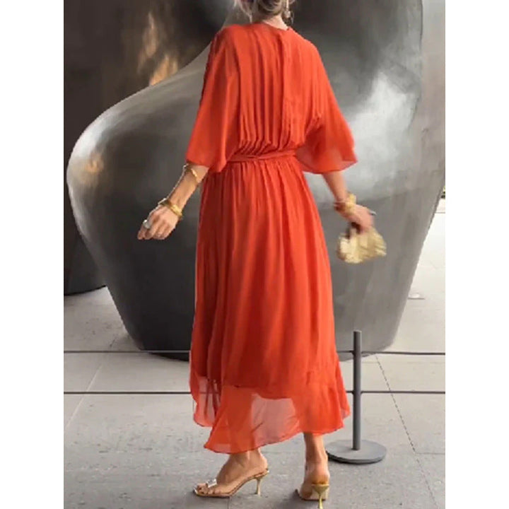 Drune | Schnürung Batwing Ärmel Unregelmäßiges Kleid