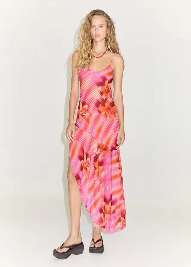 Damen Sommerliches Maxikleid mit asymmetrischem Saum und floralem Design Drune