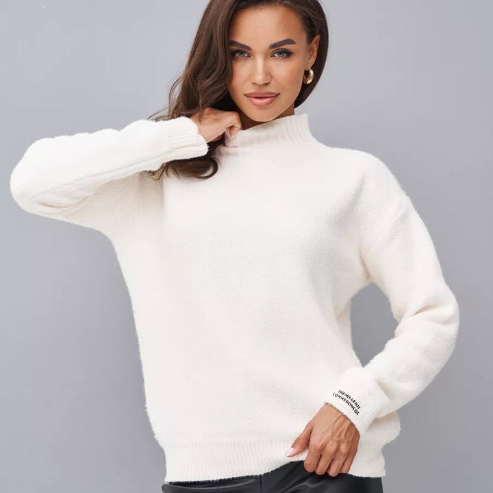 Damen Strickpullover mit Stehkragen Drune