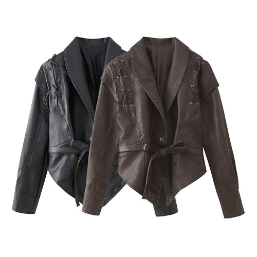 Damen Bikerjacke mit raffinierten Schnürdetails und tailliertem Schnitt Drune