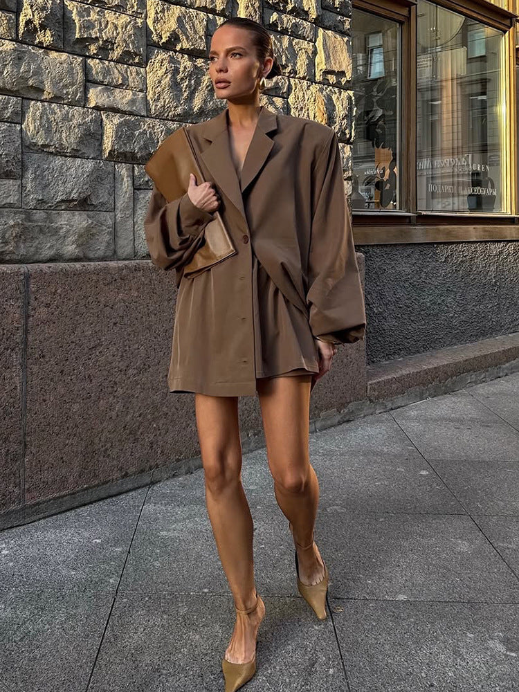 Damen Oversized Blazerjacke mit asymmetrischem Schnitt und eleganten Details Drune