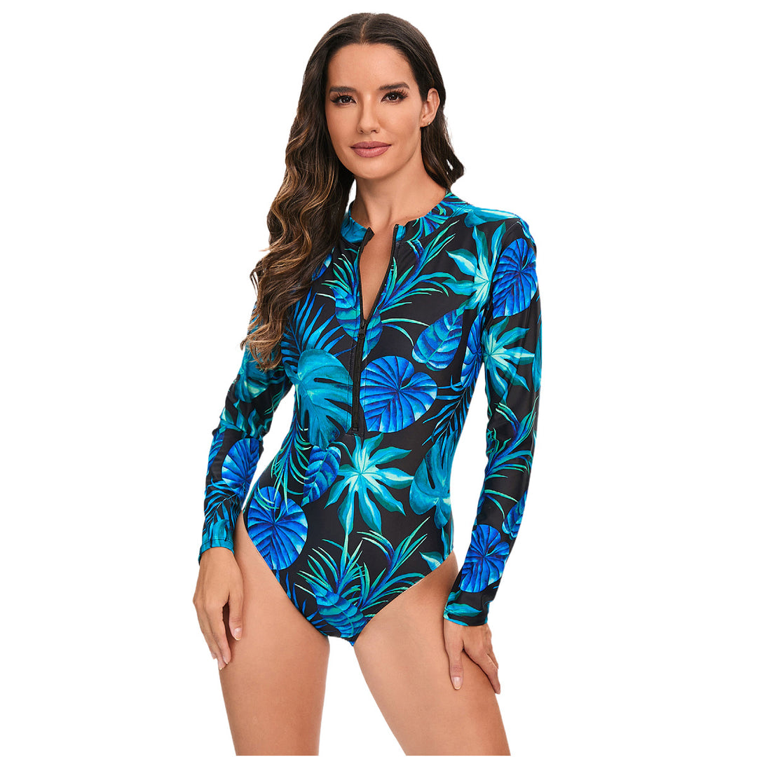 Damen Langarm-Schwimmanzug mit floralem Muster Drune