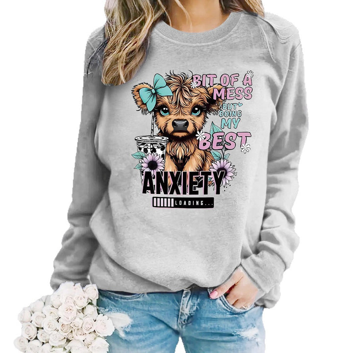 Damen Sweatshirt mit kreativem Hundedesign und inspirierendem Schriftzug Drune