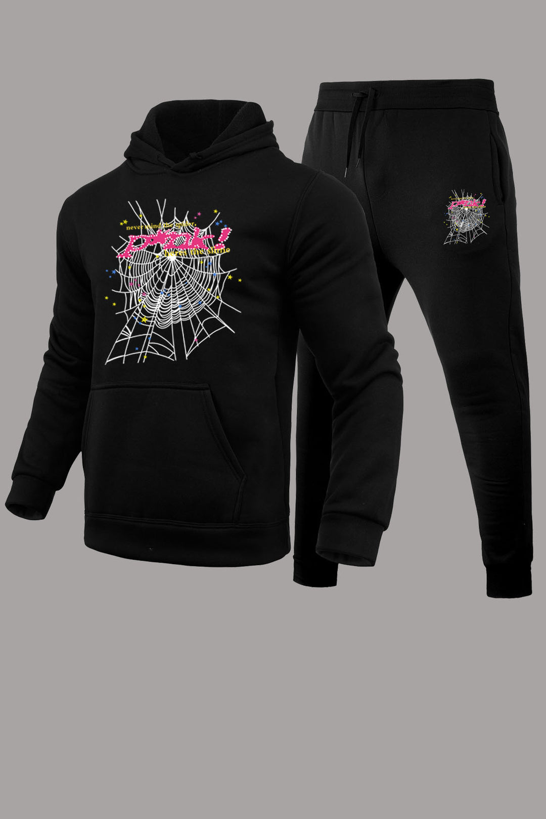 Damen Hoodie und Jogginghose Set mit einzigartigem Spinnennetz-Design Drune