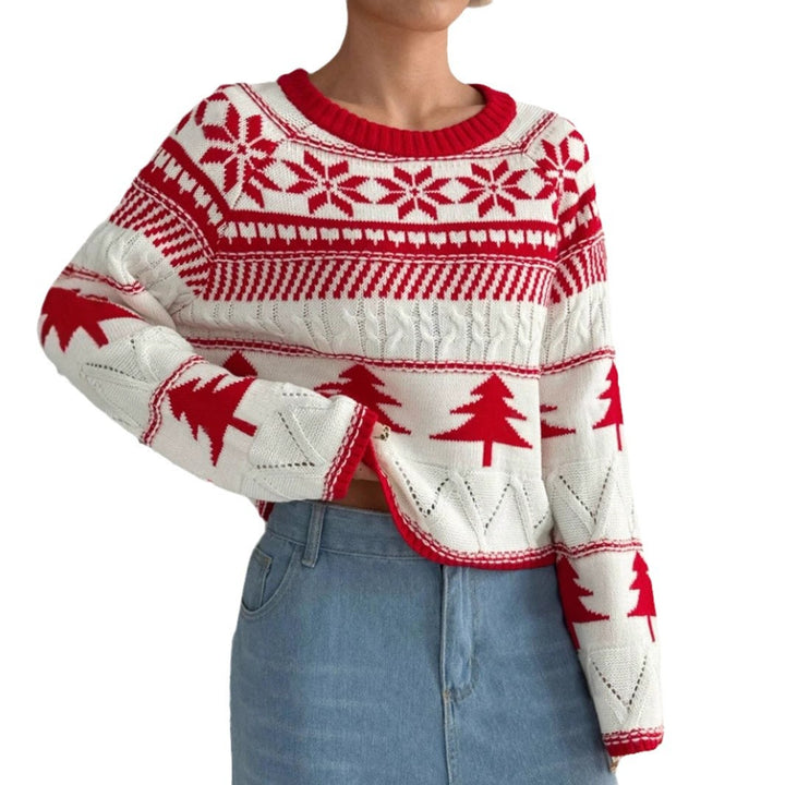 Damen kuscheliger Winterpullover mit verspieltem Weihnachtsdesign Drune