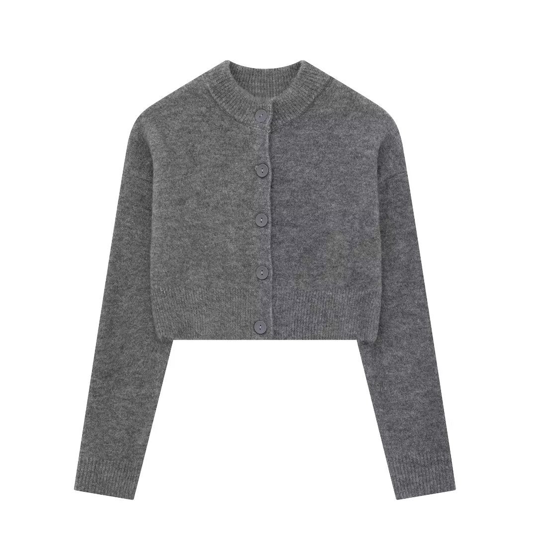 Damen Kurzpullover mit knopfbeschichtetem Design Drune