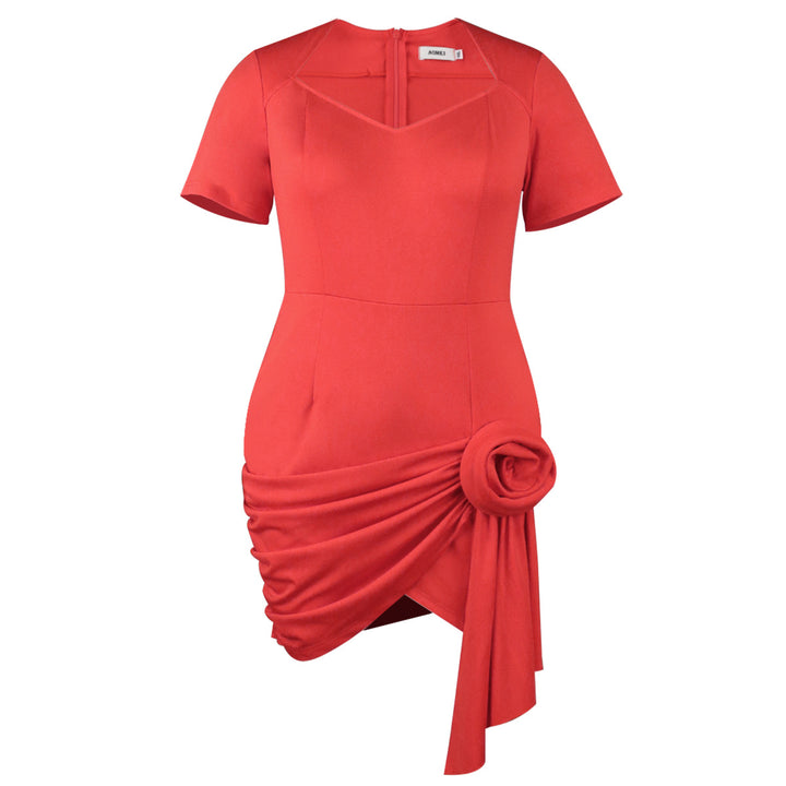 Damen figurbetontes Kleid mit asymmetrischem Drapierungsdetail Drune
