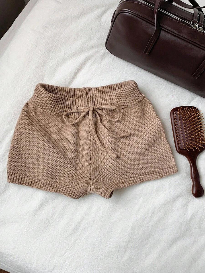 Damen weiche Strickshorts mit praktischem Kordelzug Drune