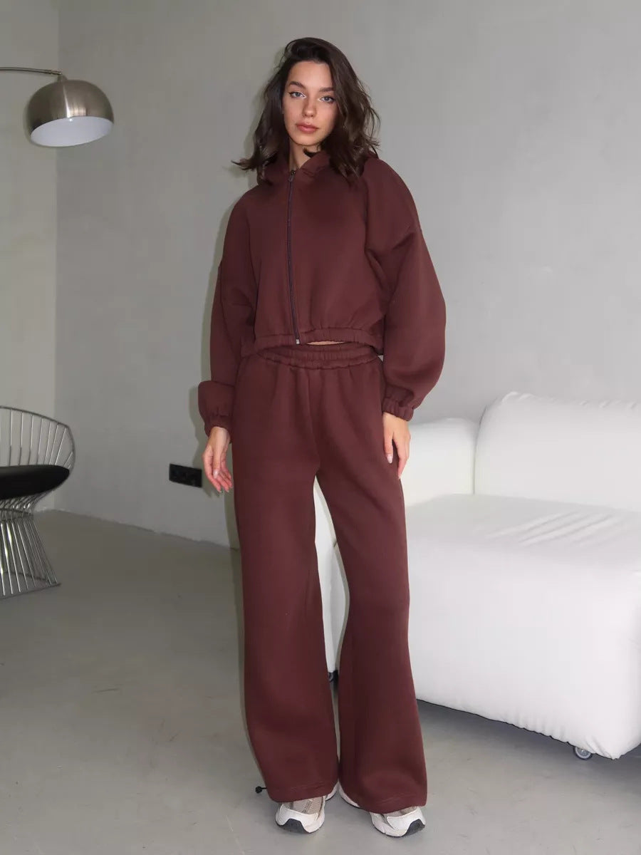 Damen lässiger Kapuzenpullover und weite Jogginghose Set Drune