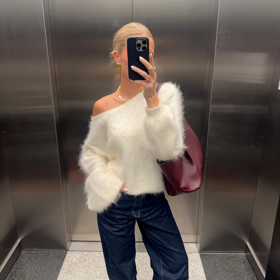 Damen Weicher Pullover aus Mohair-Mix mit oversized Ärmeln Drune