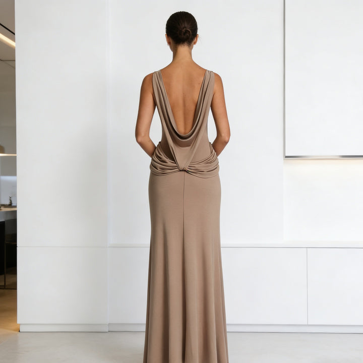 Damen Elegantes Abendkleid mit asymmetrischer Drapierung und hohem Schlitz Drune