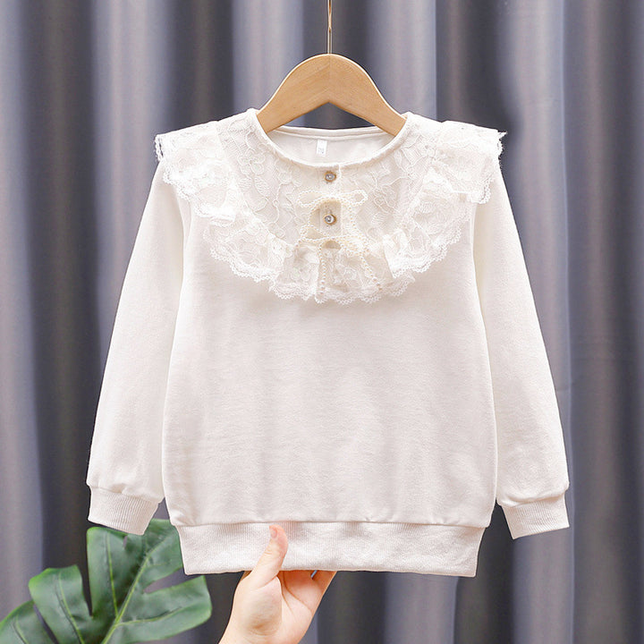 Mädchen Sweatshirt mit romantischem Spitzenkragen Drune