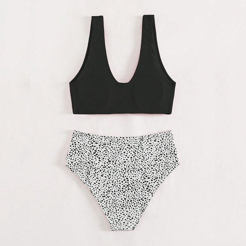 Damen Hochgeschnittenes Bikini-Set mit modischem Oberteil Drune