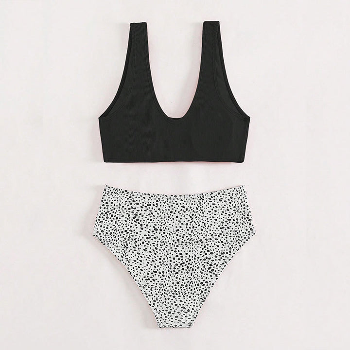 Damen Hochgeschnittenes Bikini-Set mit modischem Oberteil Drune