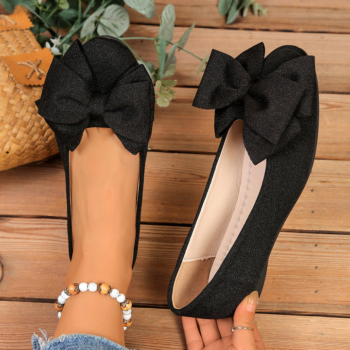Damen Ballerinas mit XL-Schleifen-Applikation und glänzender Oberflächenstruktur Drune