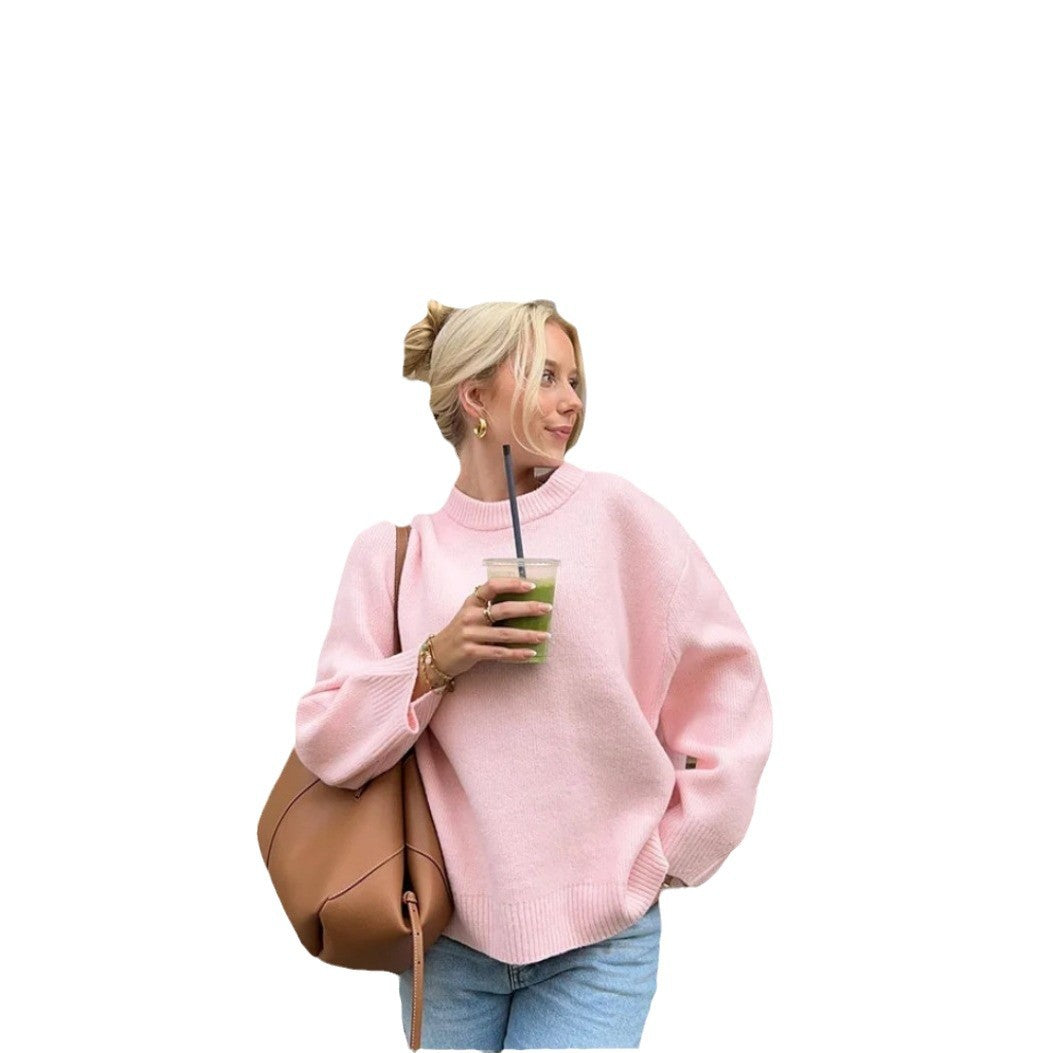 Damen Komfortabler Strickpullover mit weitem Schnitt und hochsteigendem Kragen Drune