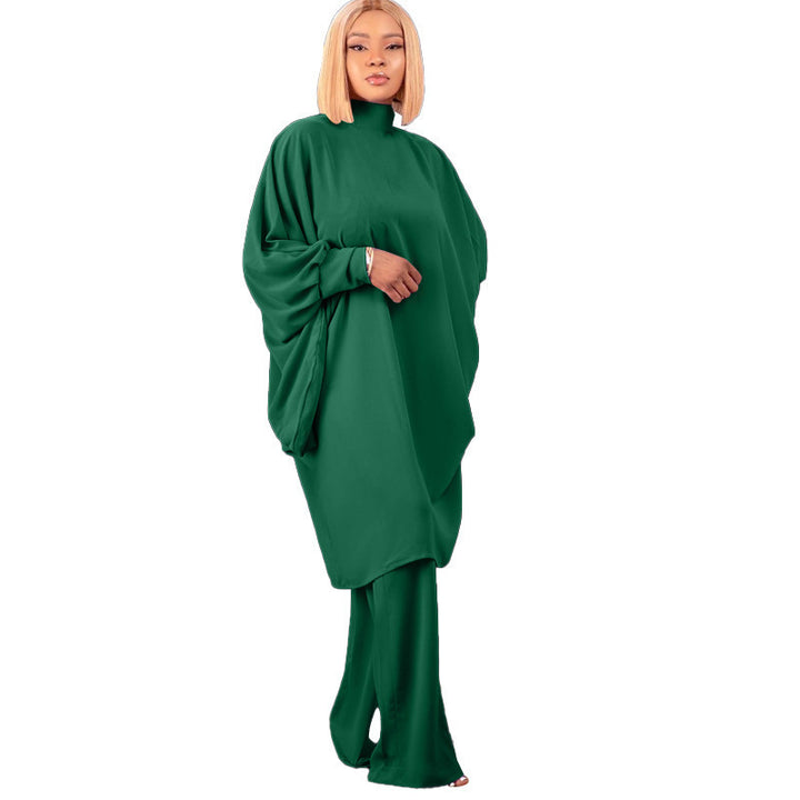 Damen modisches Oversized-Set mit hohem Kragen und weiten Ärmeln Drune