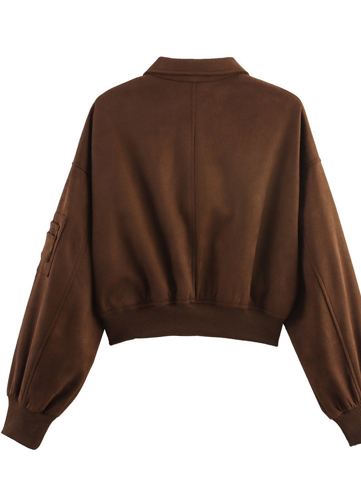Damen Moderner Cropped Hoodie mit praktischen Taschen und Reißverschluss Drune
