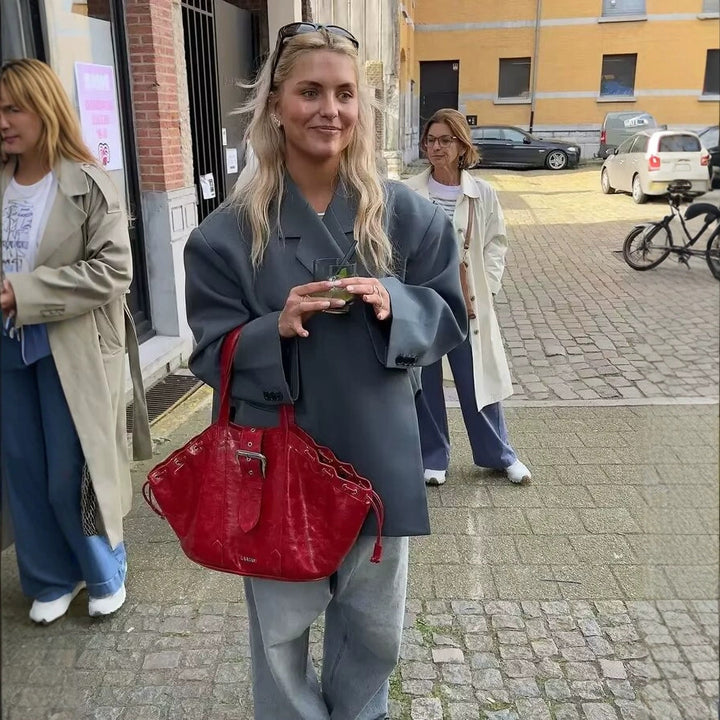 Damen elegante Oversize-Jacke mit schickem Revers Drune