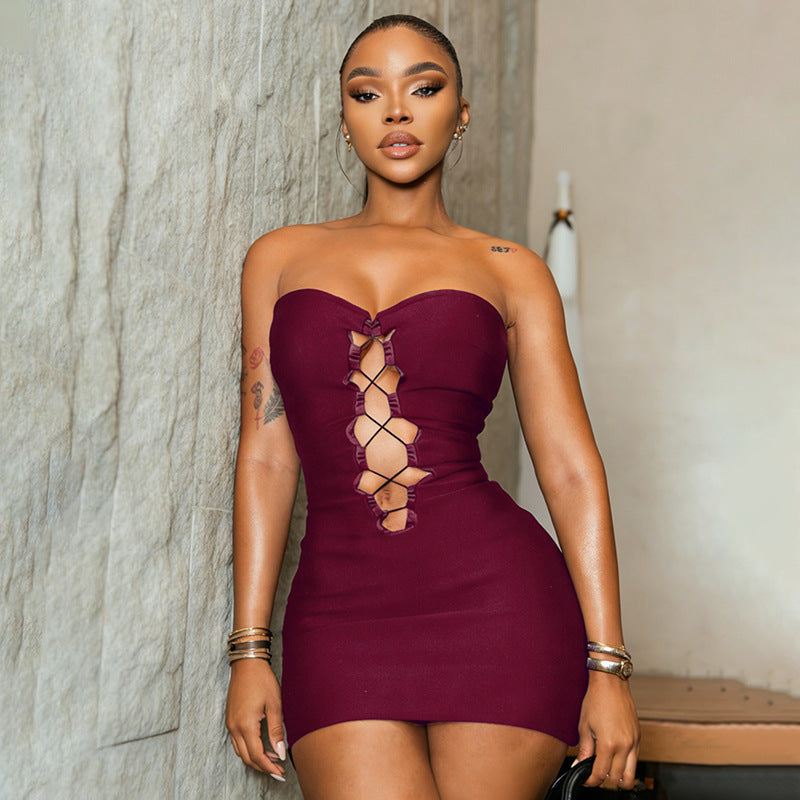 Damen Figurbetontes Wickelkleid mit Rüschendetails Drune