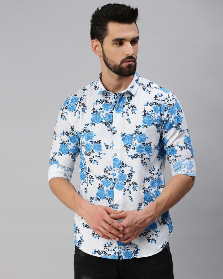 Herren blumiges Kurzarmhemd mit modernem Schnitt Drune