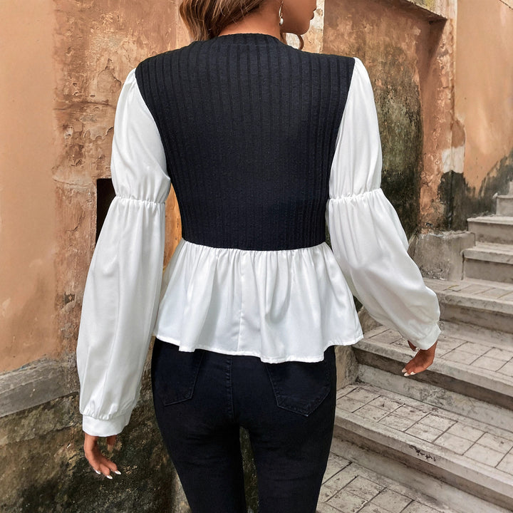 Damen Bluse mit voluminösen Puffärmeln und strukturiertem Oberteil Drune