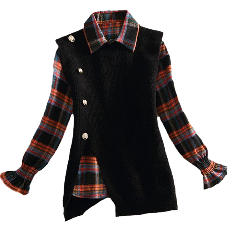 Damen Strickweste mit elegantem V-Ausschnitt und Knopfdetails Drune