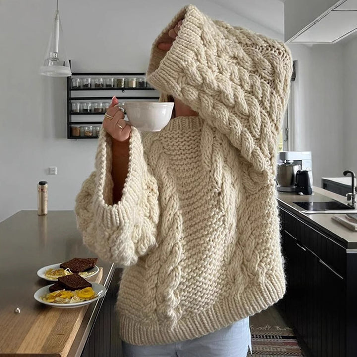 Damen Grobstrickpullover mit modernen Zopfdetails Drune