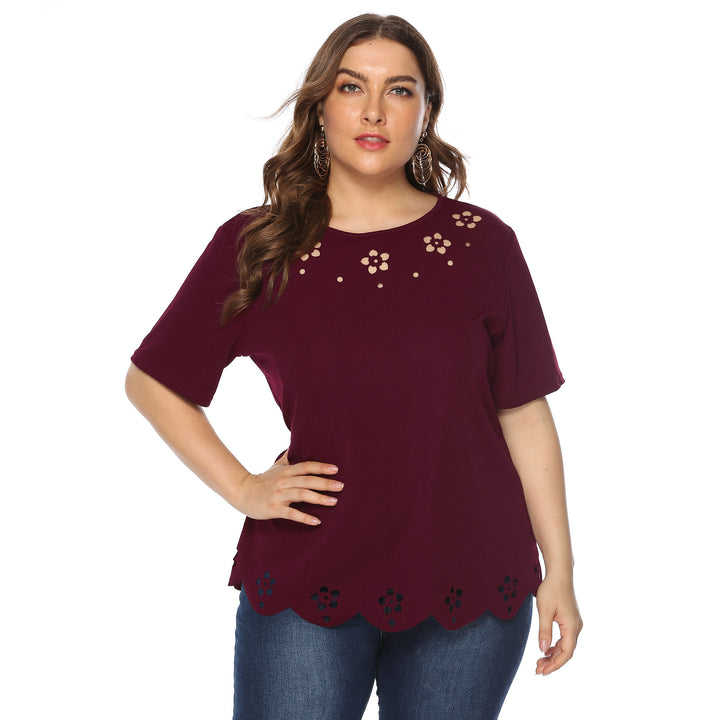 Damen elegantes Oberteil mit dekorativen Blumenstickereien Drune