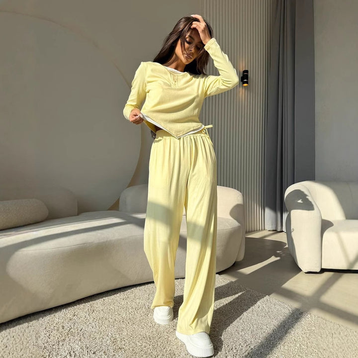 Damen Freizeitsuit mit bequemen Langarmoberteil und lockerer Hose Drune
