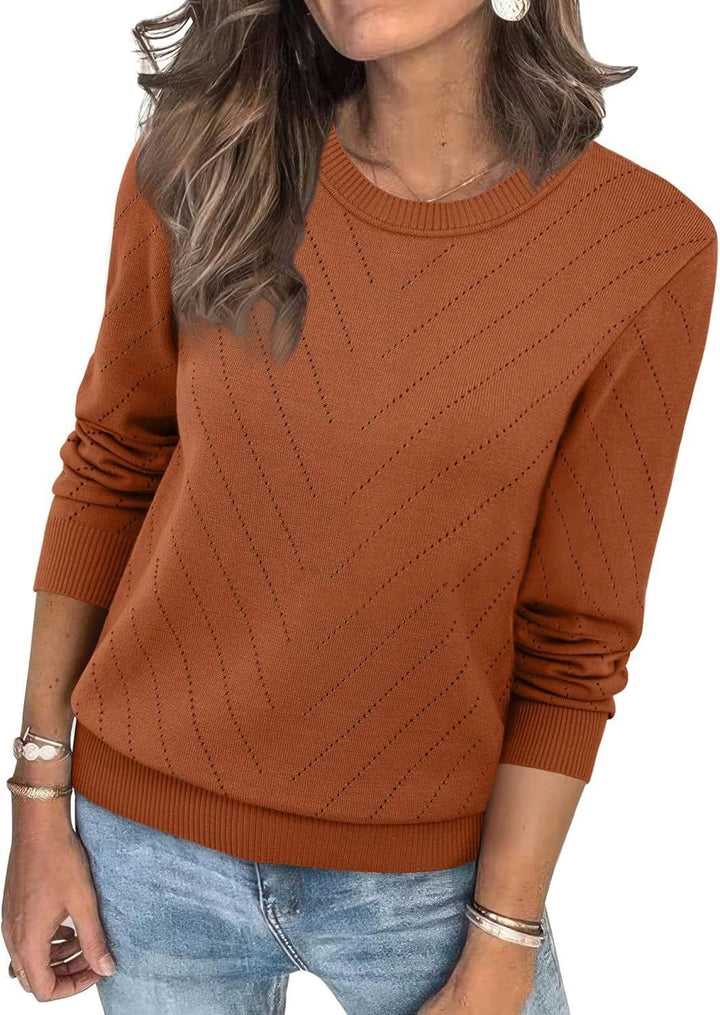 Damen Modischer Pullover mit strukturiertem Zickzack-Muster und lässigem Schnitt Drune