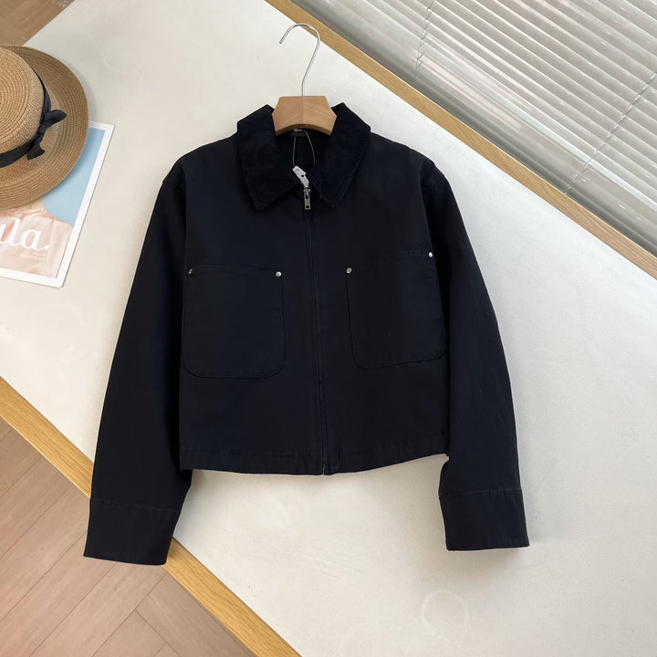 Damen modische cropped Übergangsjacke mit zeitloser Cordsäule Drune